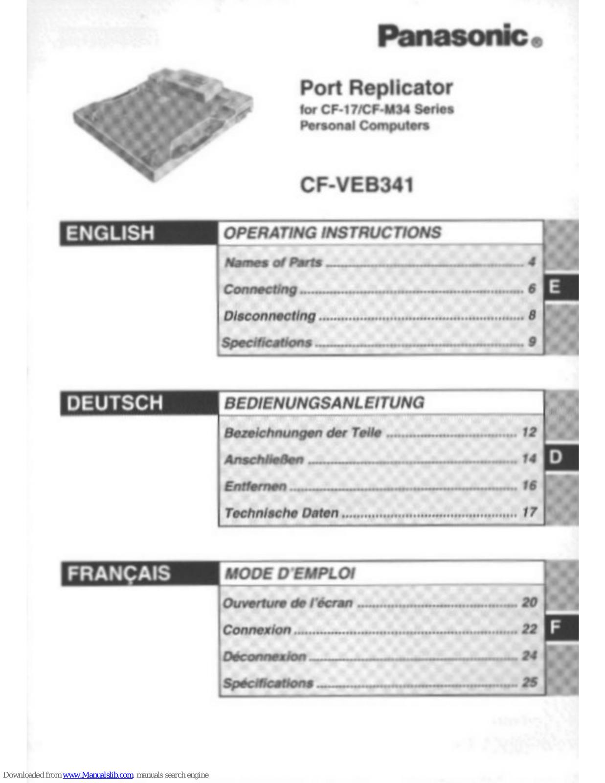 Panasonic CF-VEB341W, CF-VEB341 Operating Instructions Manual