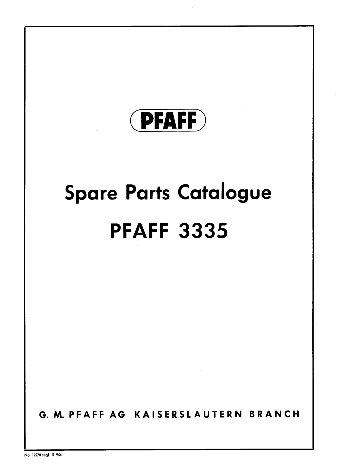 Pfaff 3335 Parts List