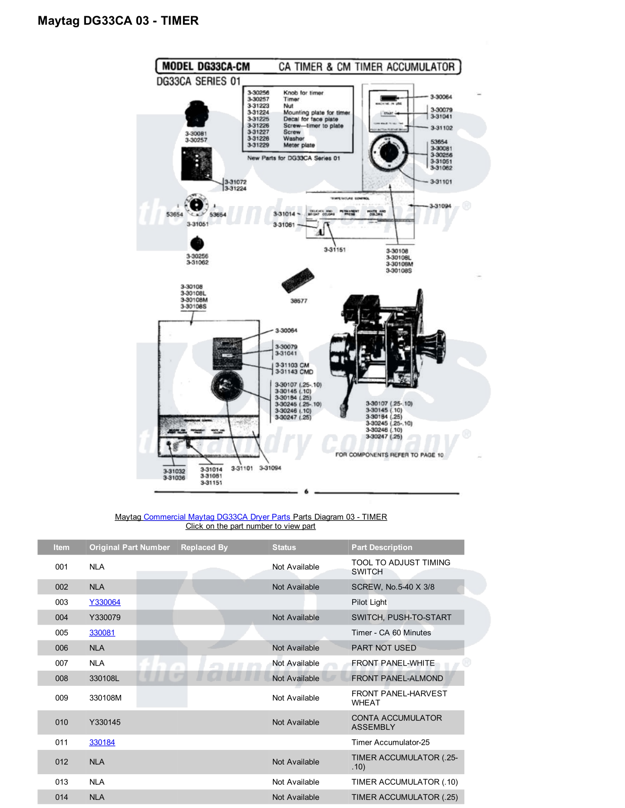 Maytag DG33CA Parts Diagram