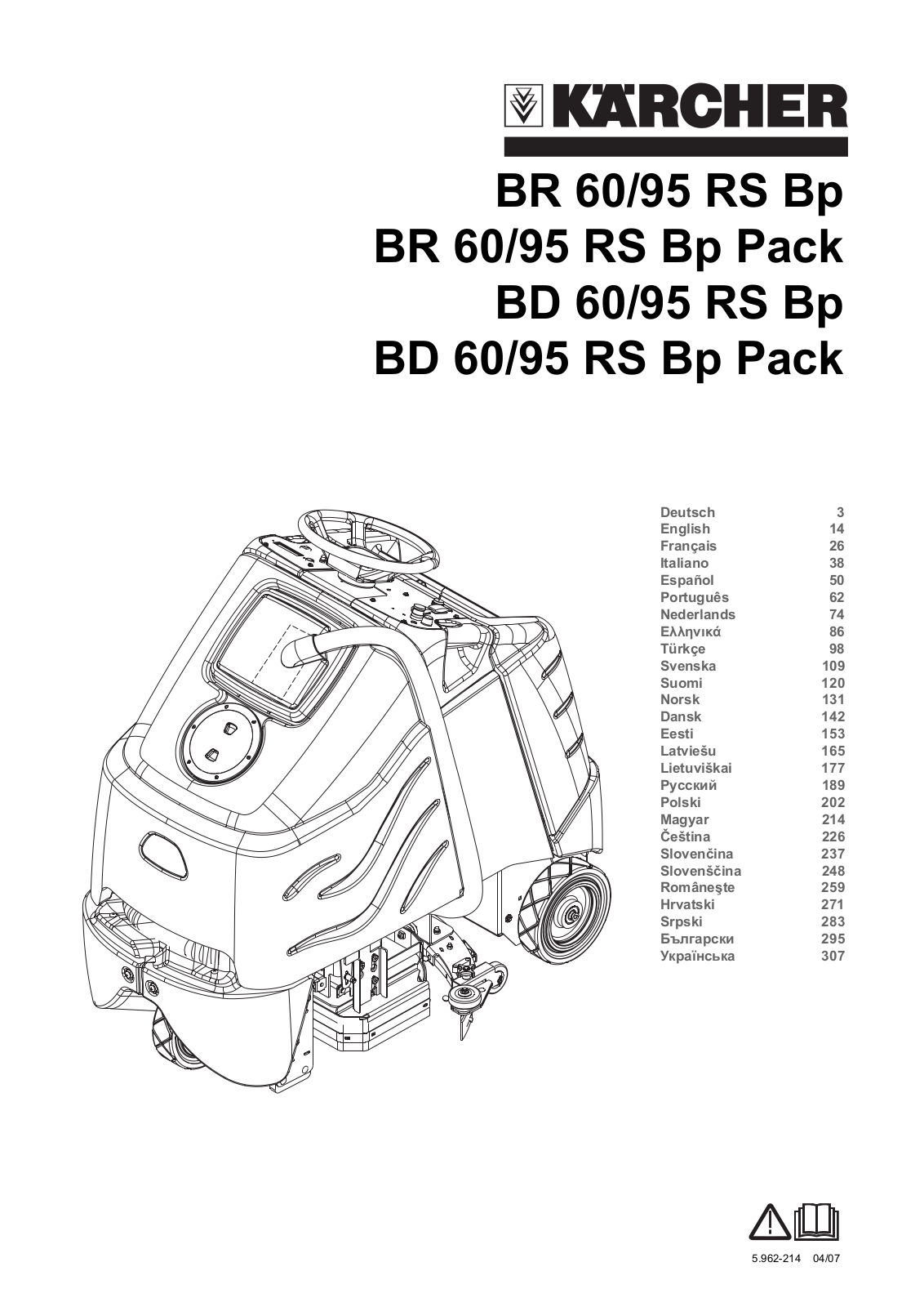 Karcher 95 RS BP, 95 RS BP PACK Owner's Manual