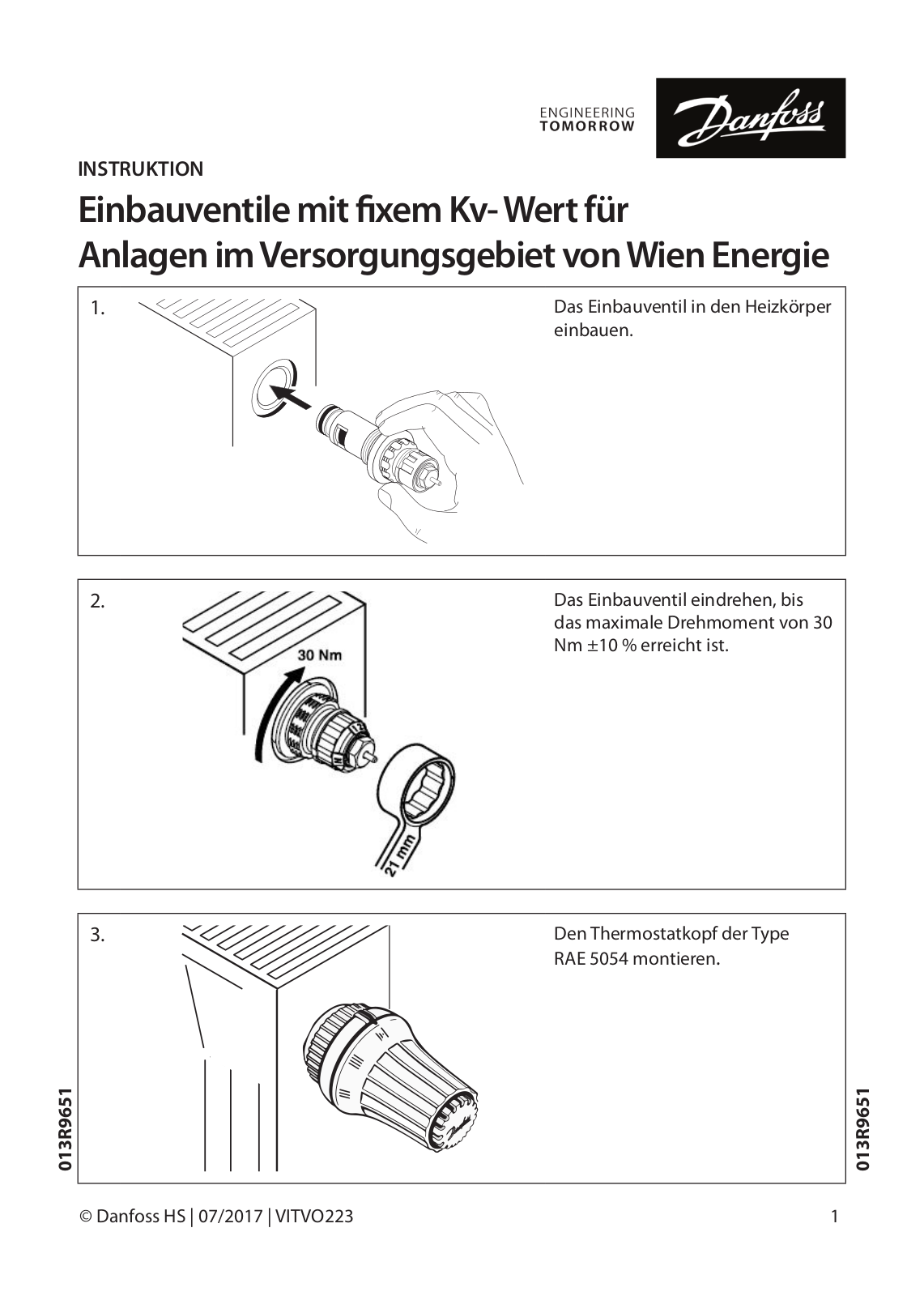 Danfoss Einbauventile mit fixem Kv- Wert Installation guide