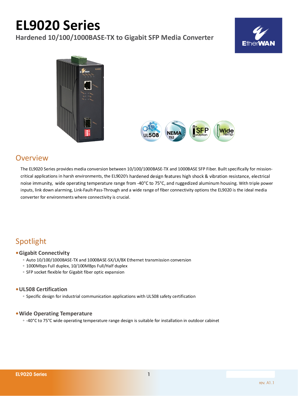 EtherWan EL9020 Series Data Sheet