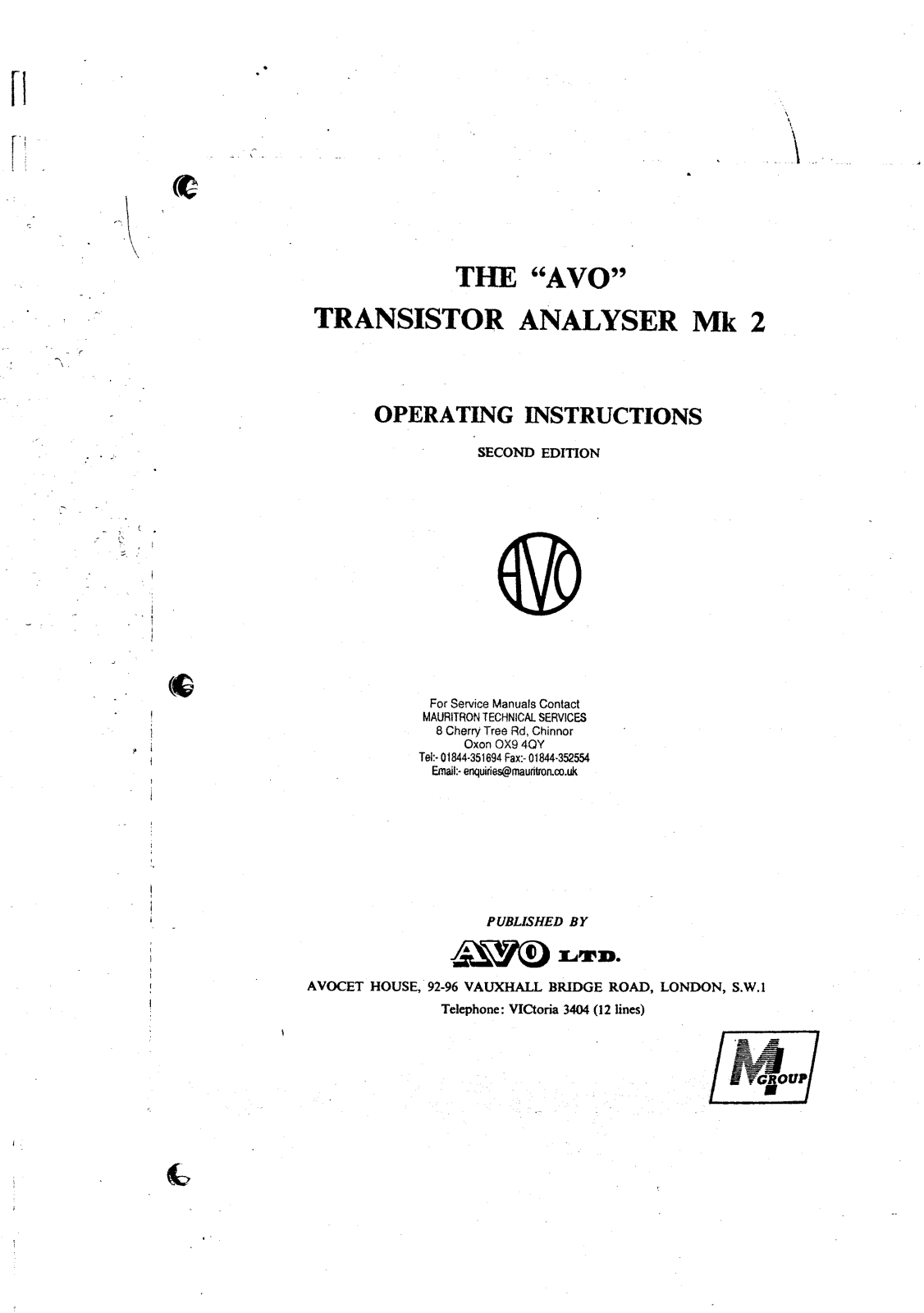 Avo transister Service Manual