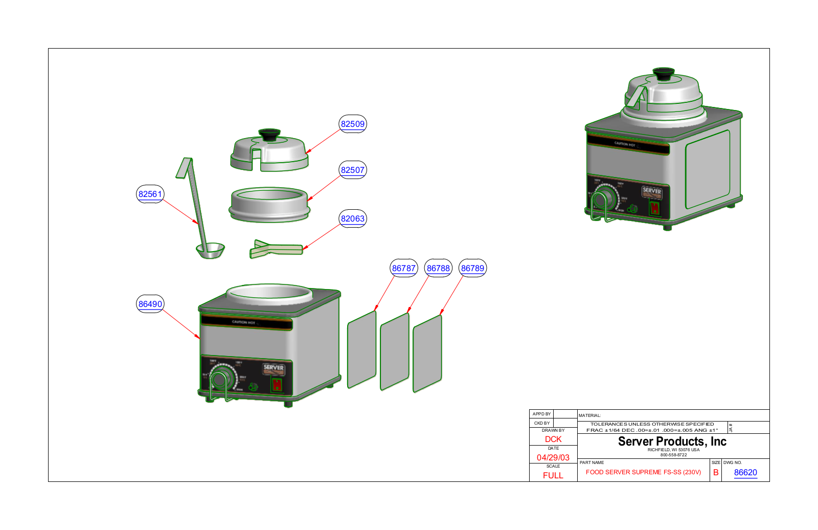 Server 86620 Parts Manual