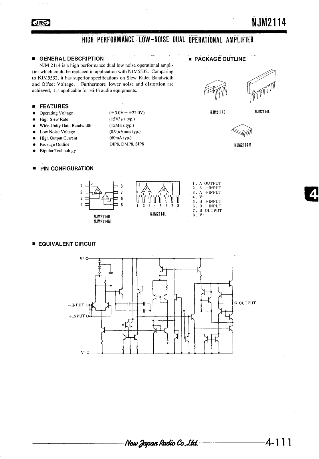 JRC NJM2114D, NJM2114L, NJM2114M Datasheet