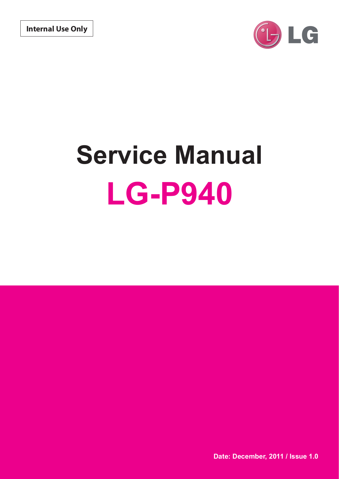 LG P940 Service Manual