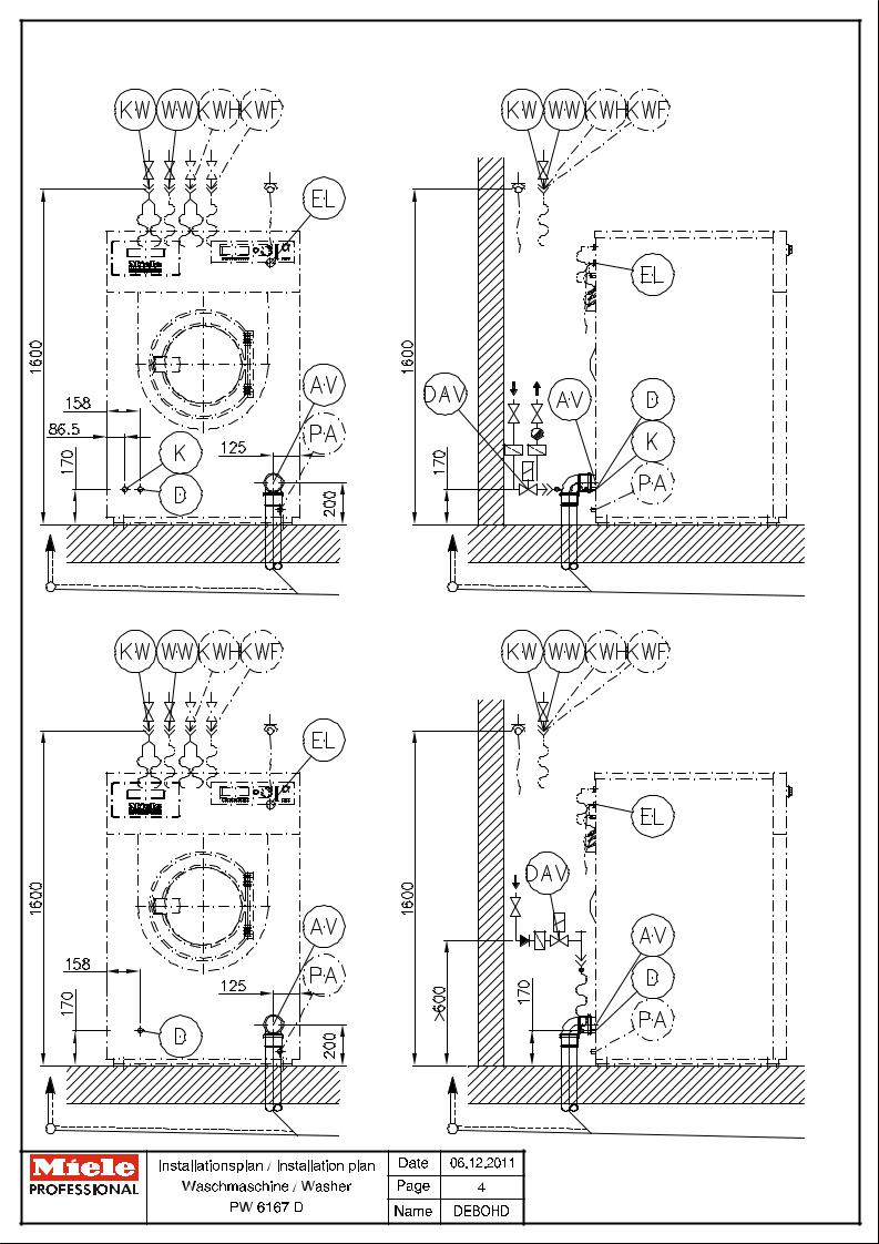 Miele PW 6167 D Installation diagram