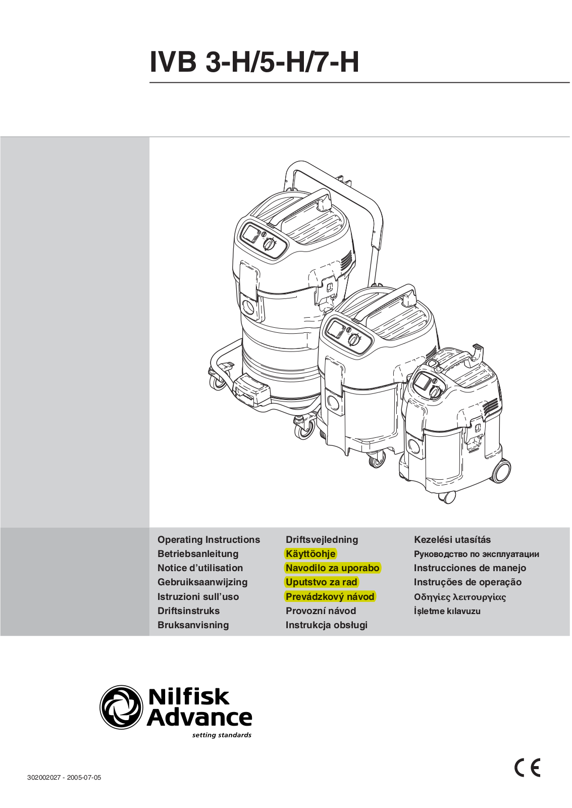 Nilfisk IVB7H, IVB5H, IVB3H User Manual