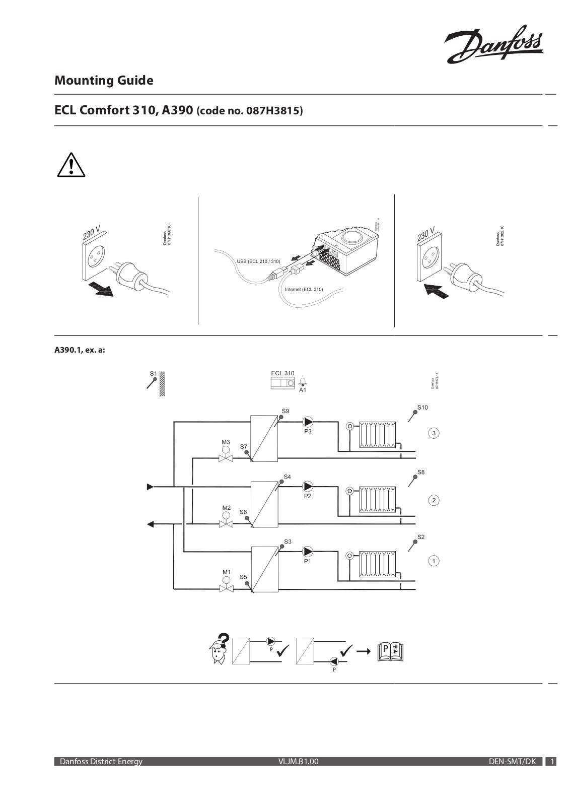 Danfoss ECL Comfort 310, ECL Comfort A390 Mounting Manual