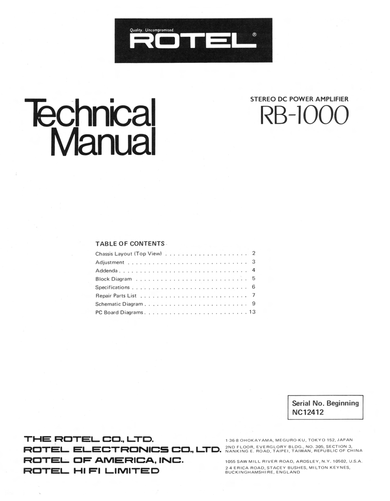 Rotel RB-1000 Service manual