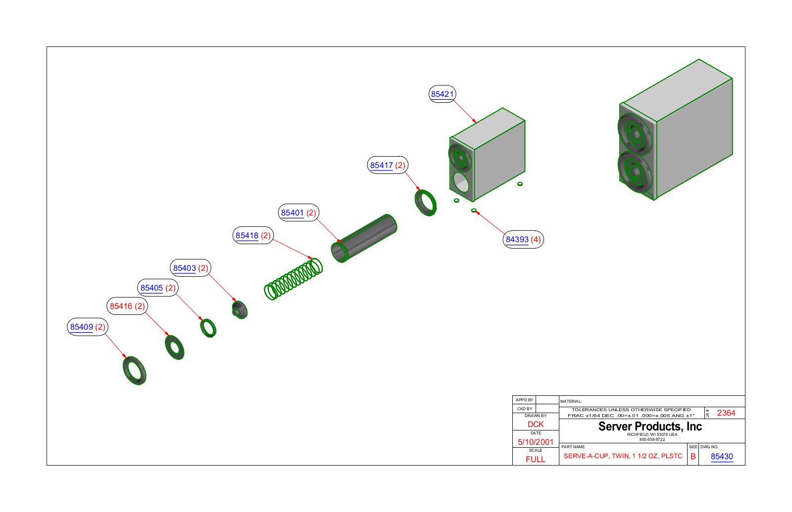 Server 85430 Parts Manual