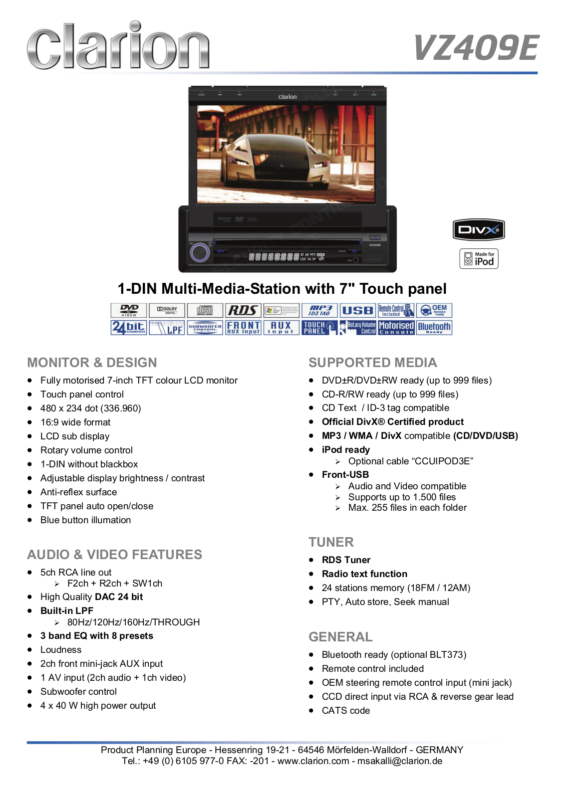 CLARION VZ409E User Manual