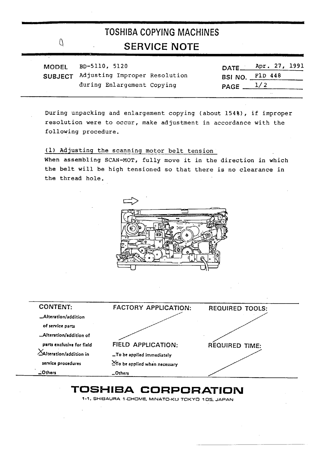 Toshiba f1d448 Service Note