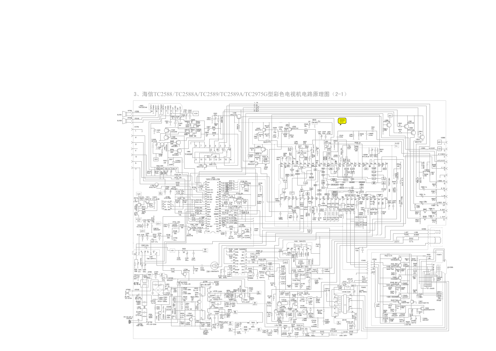 Hisense TC2588, TC2588A, TC2589, TC2589A, TC2975G Schematic