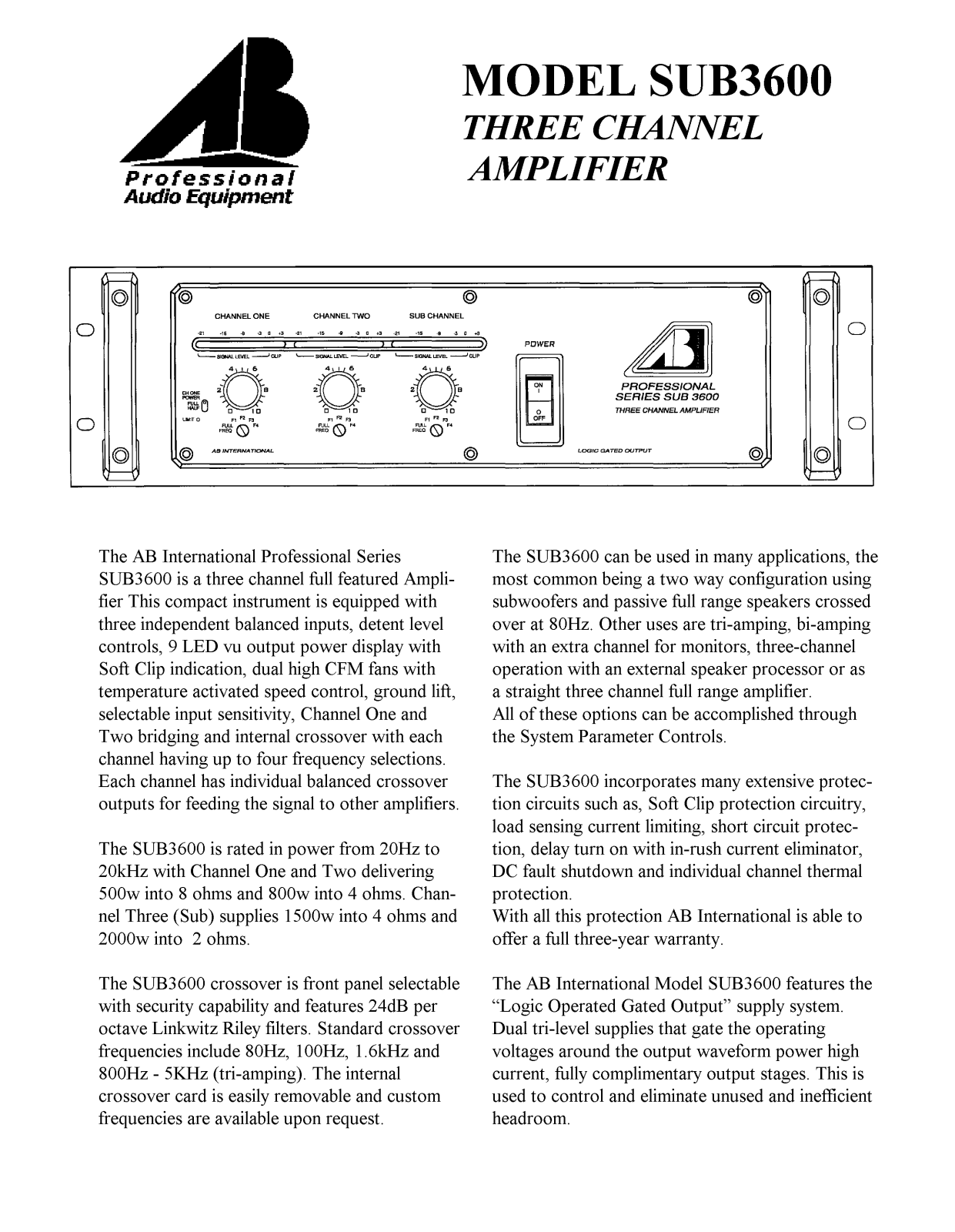 AB International SUB-3600 Brochure