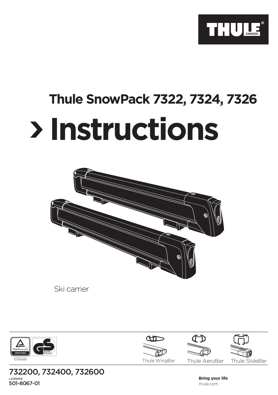 Thule SnowPack 7322, SnowPack 7324, SnowPack 7326 Instructions