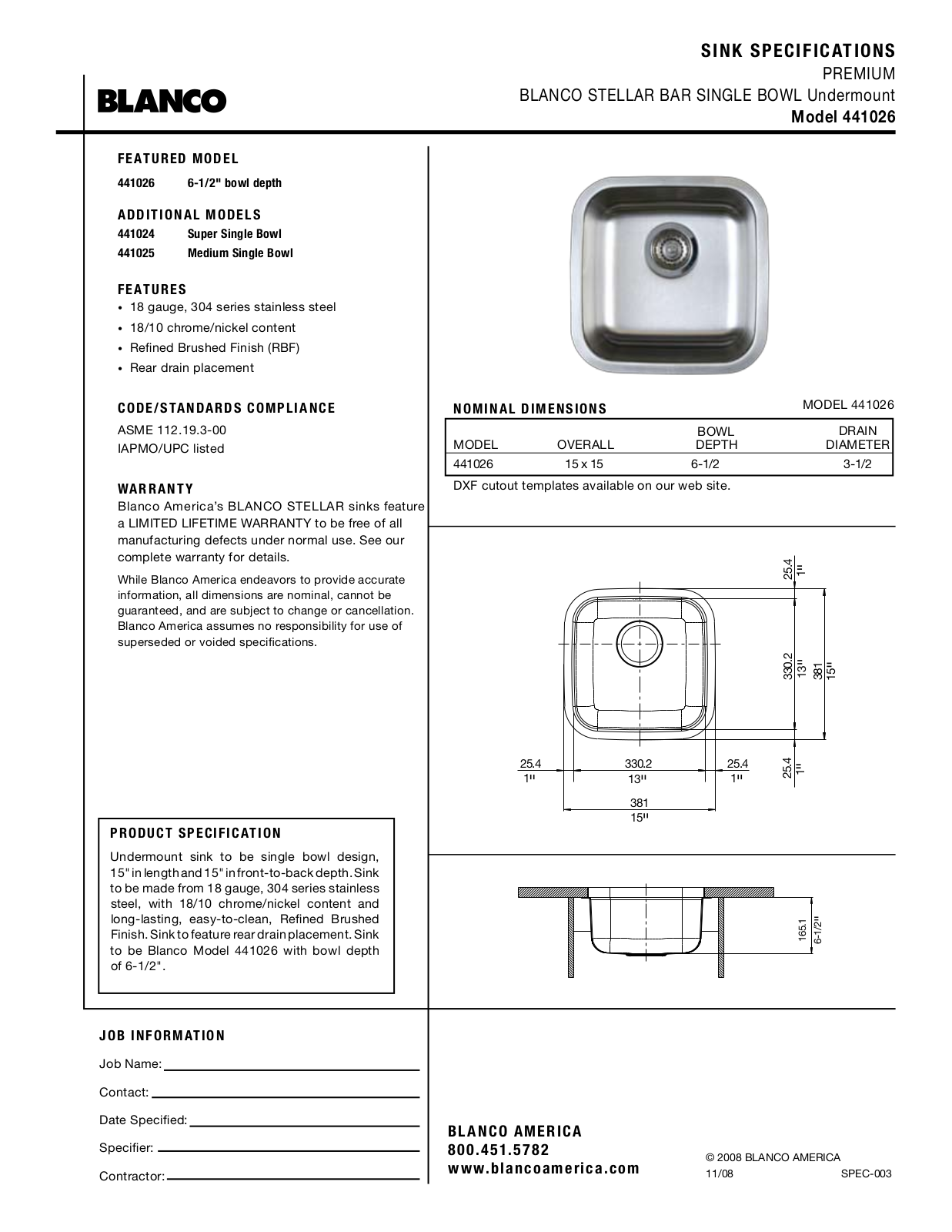 Blanco 441026 User Manual