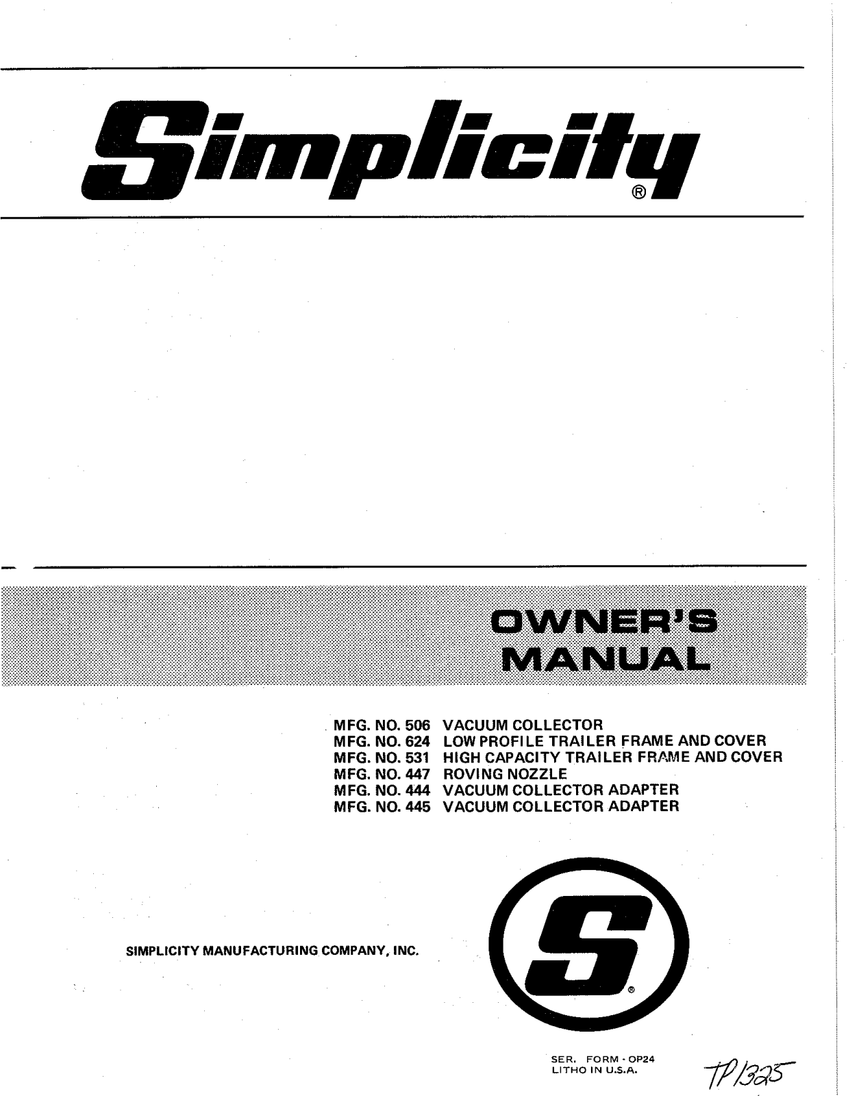 Simplicity TP 100-400 User Manual