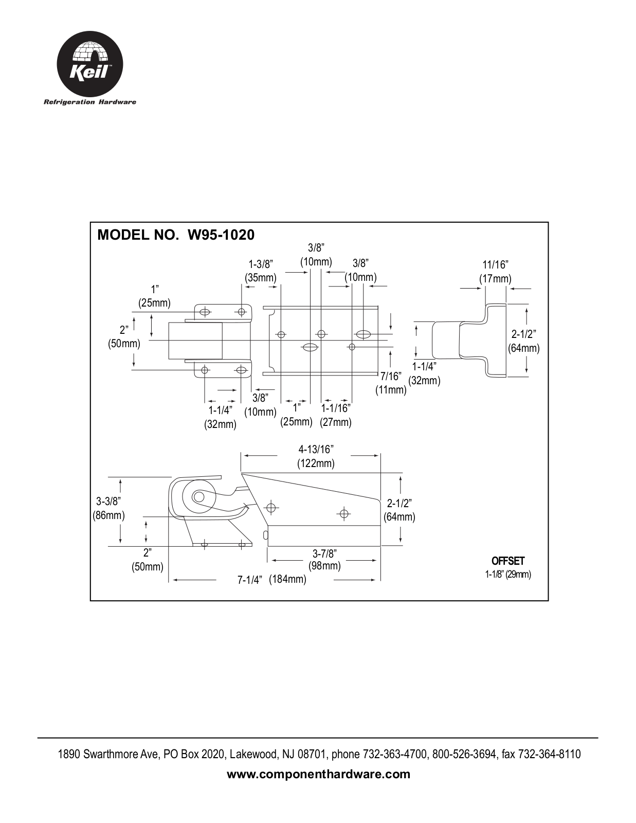 Component Hardware W95-1020 User Manual