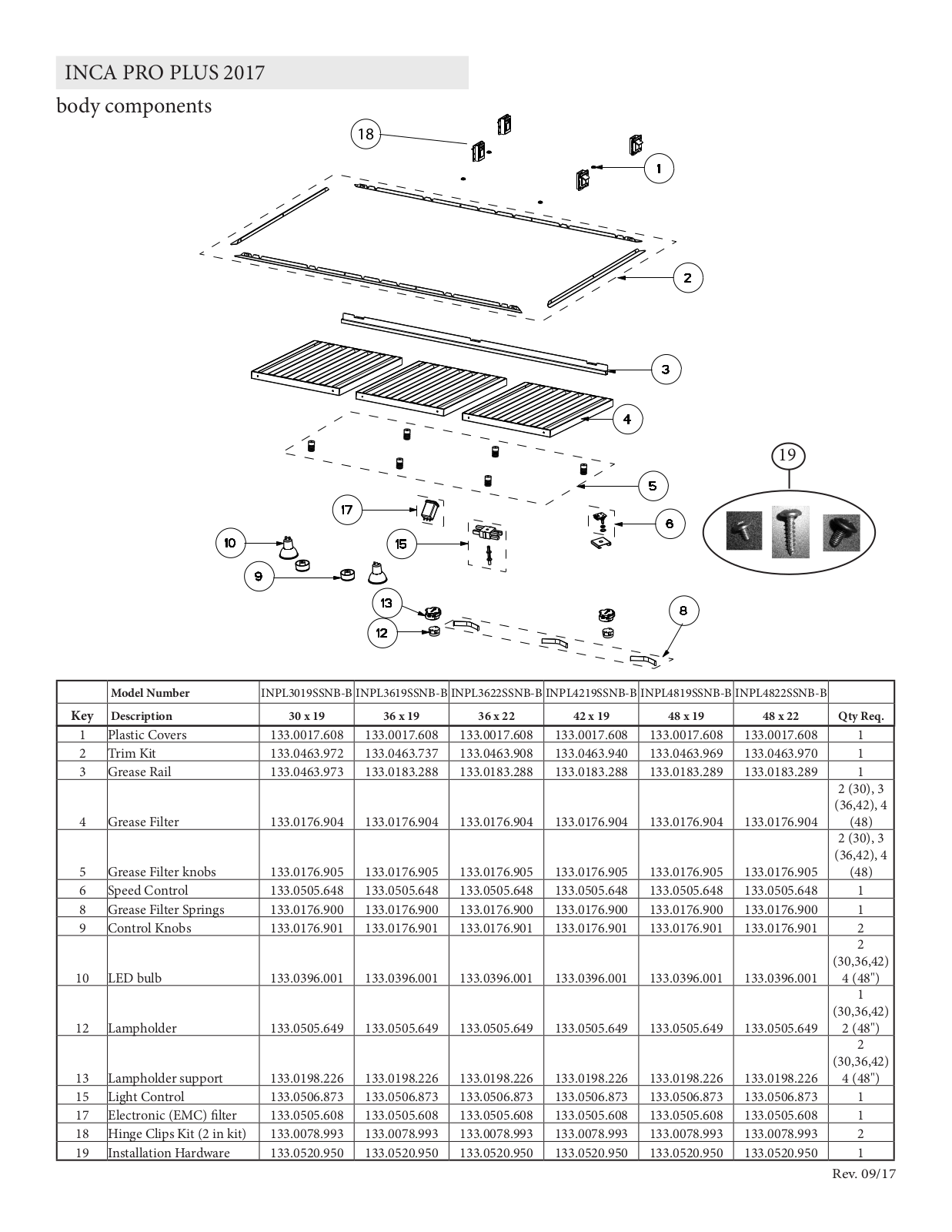 Faber INPL4822SSNBB Part List