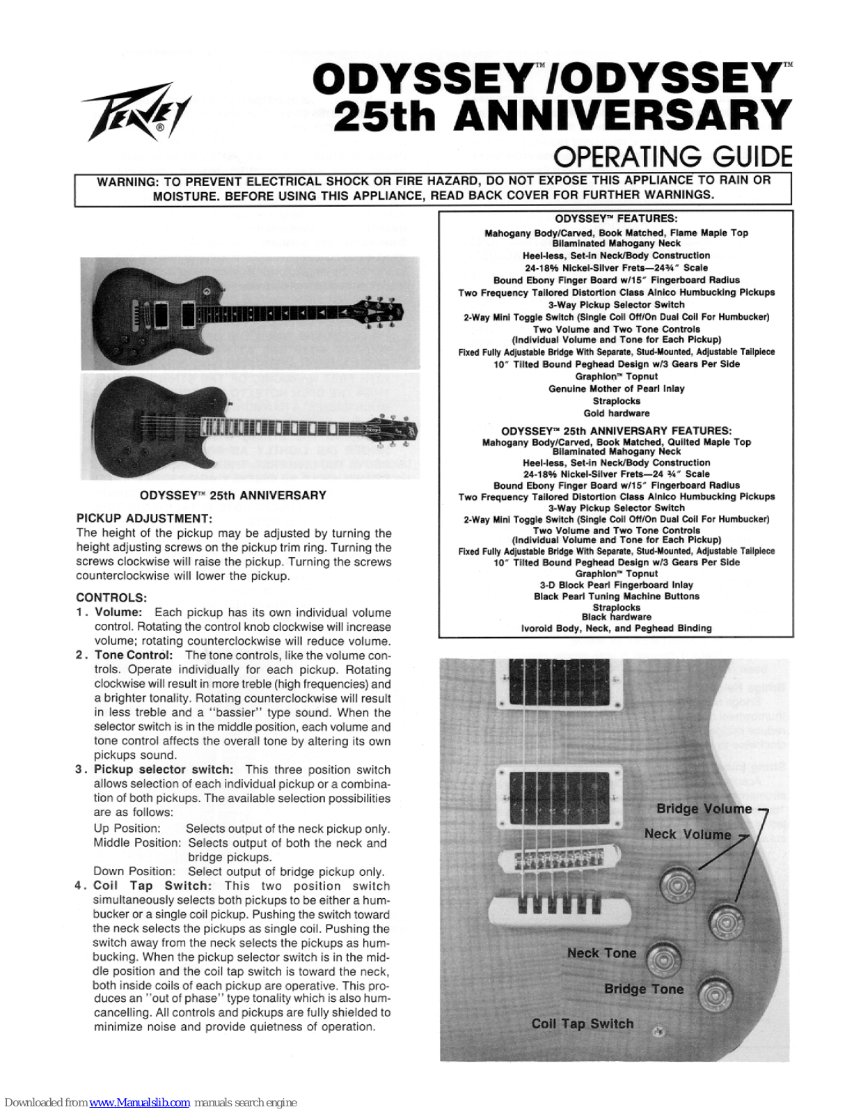 Peavey Odyssey 10th Anniversary, Odyssey Operating Manual