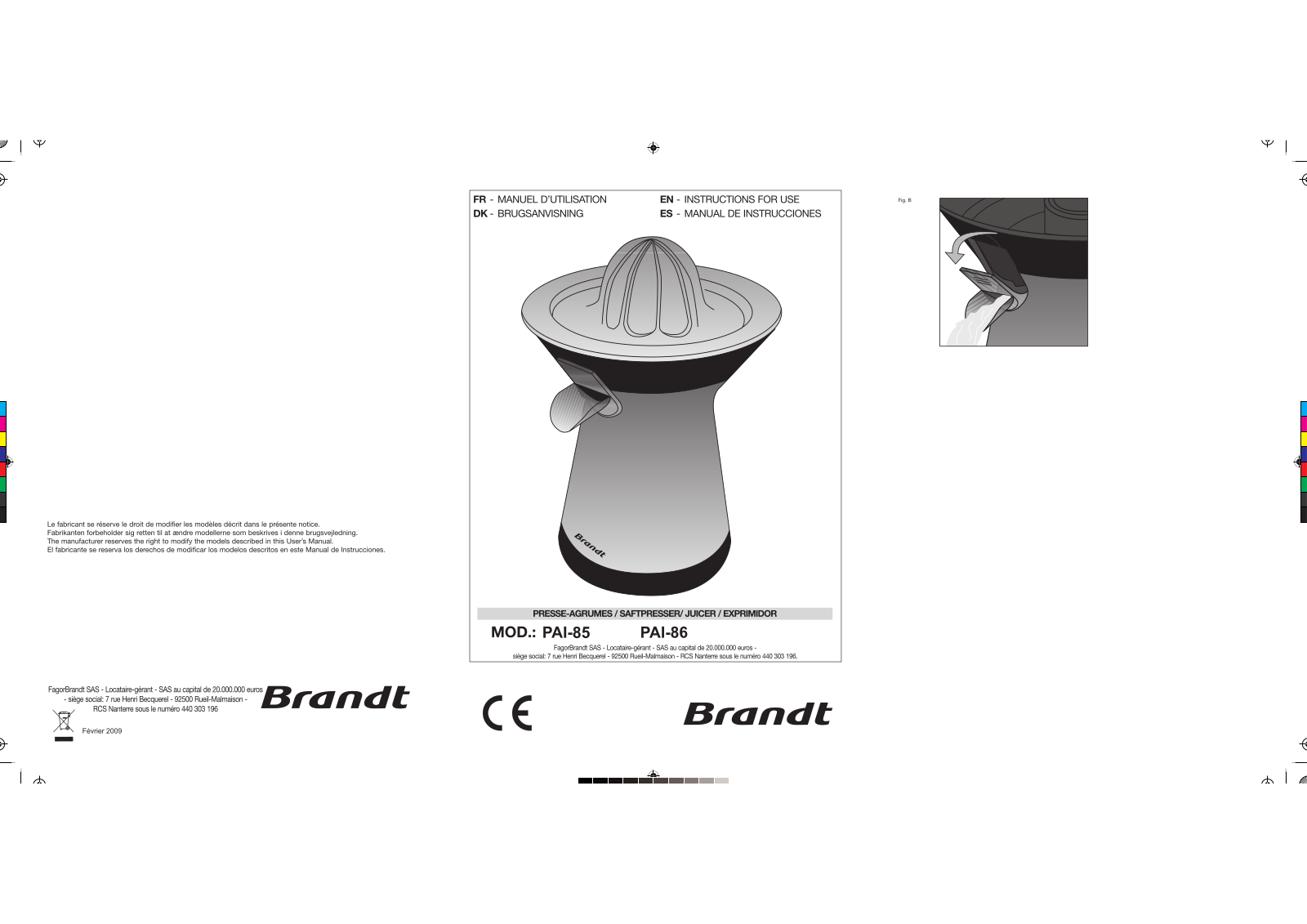 BRANDT PAI86 User Manual