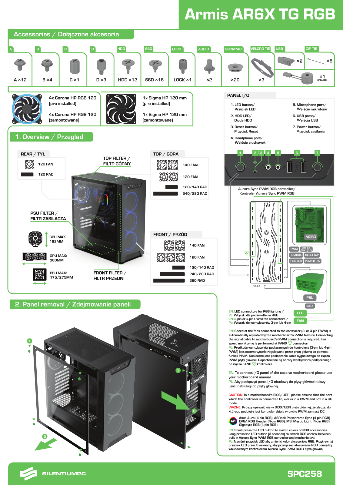 SilentiumPC Armis AR6X TG RGB User Manual
