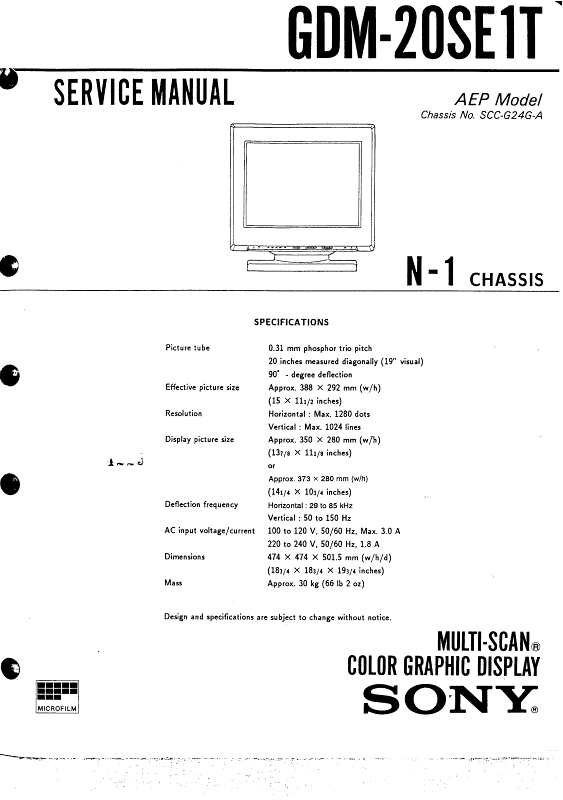 Sony GDM 20SE1T, SCC-G24G Schematic