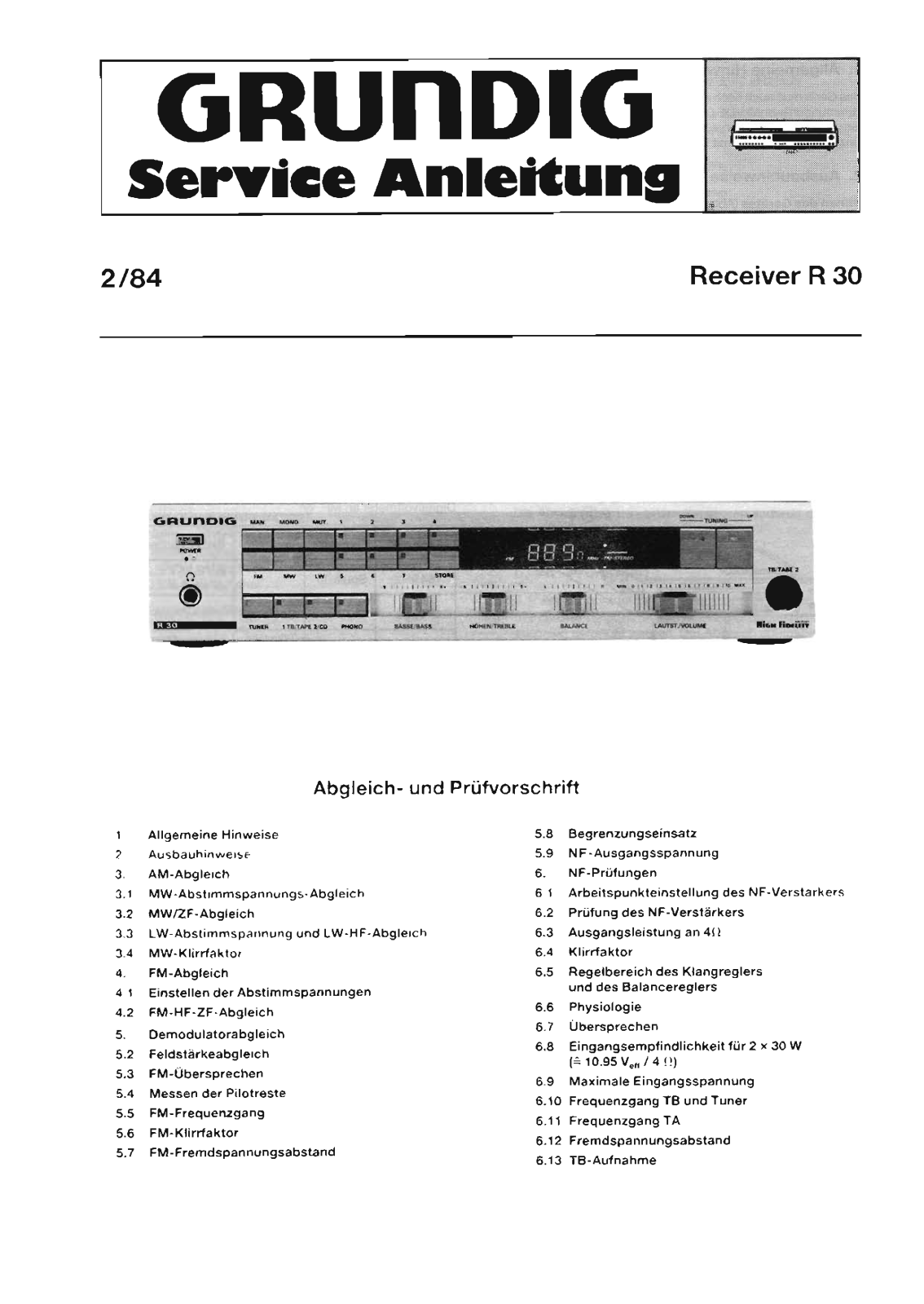 Grundig MV-4-R-30 Service Manual