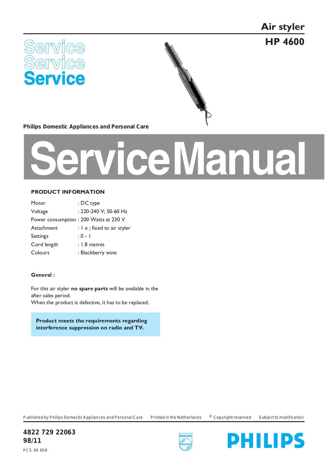 Philips HP 4600 Service Manual
