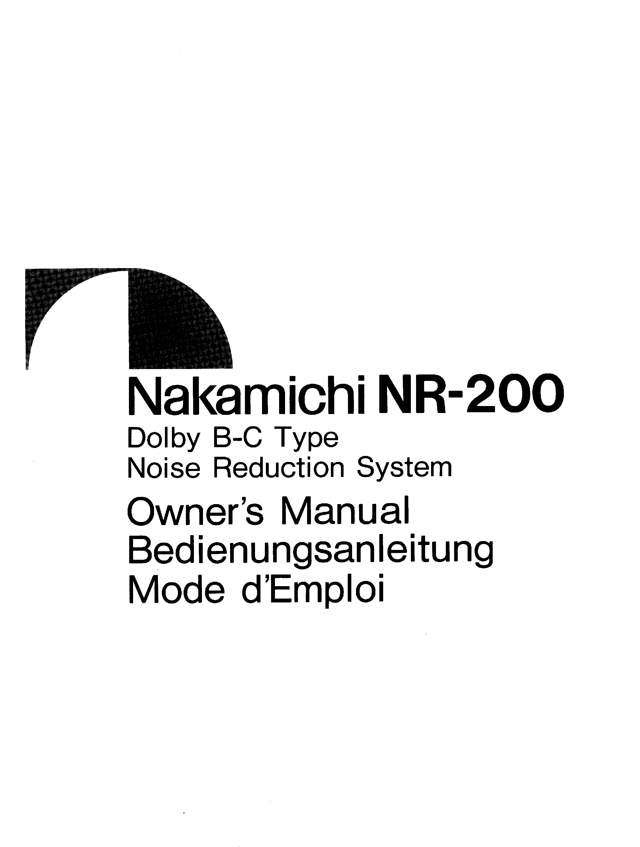 Nakamichi NR200 User Manual