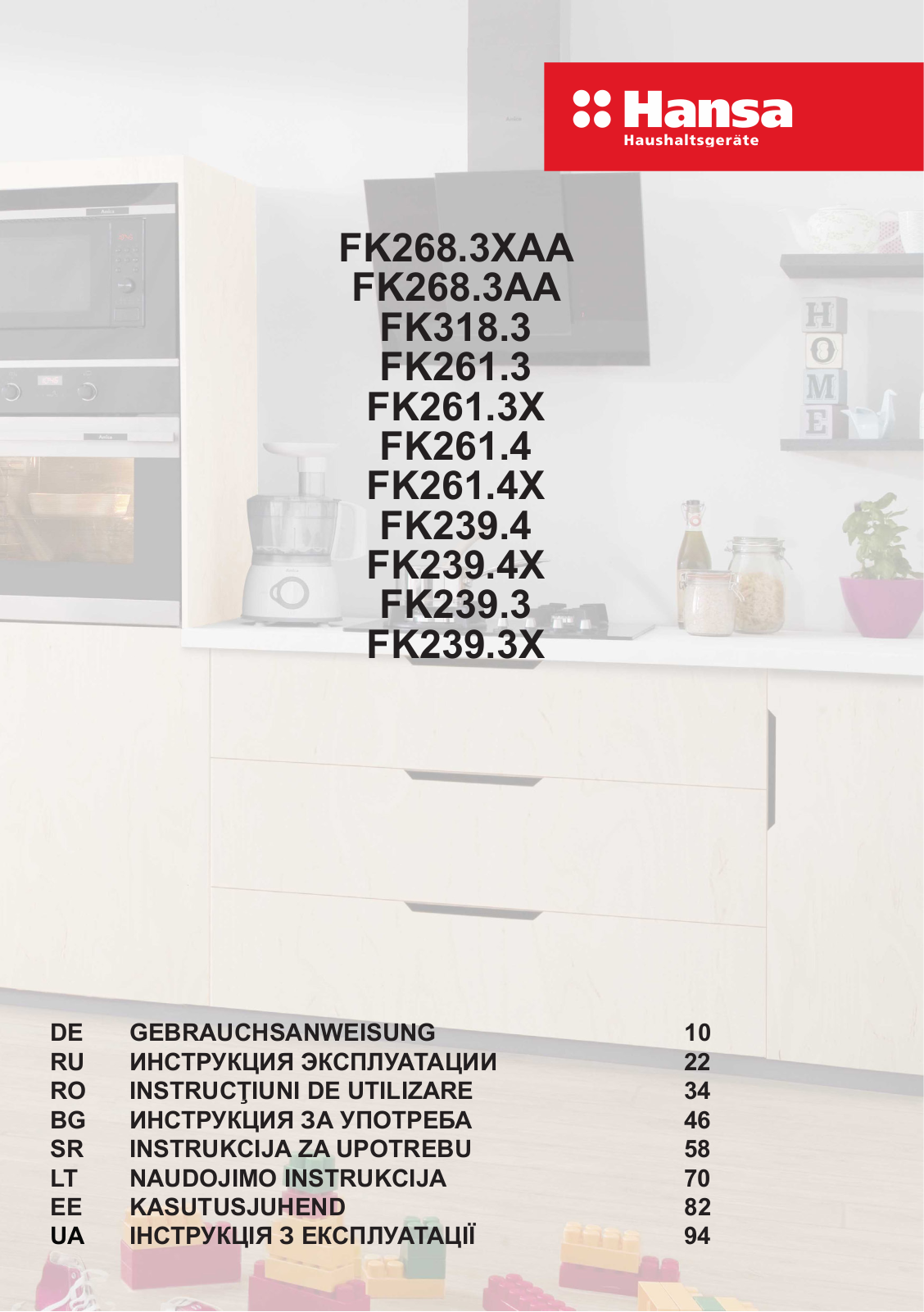 Hansa FK239.3, FK261.3X User manual