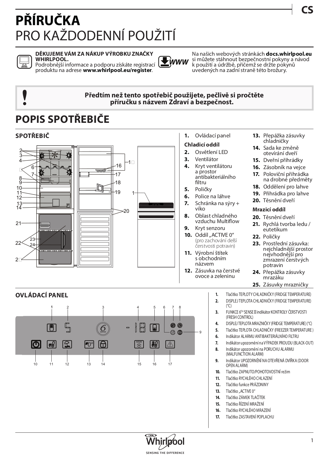 WHIRLPOOL BSNF 8783 OX Daily Reference Guide