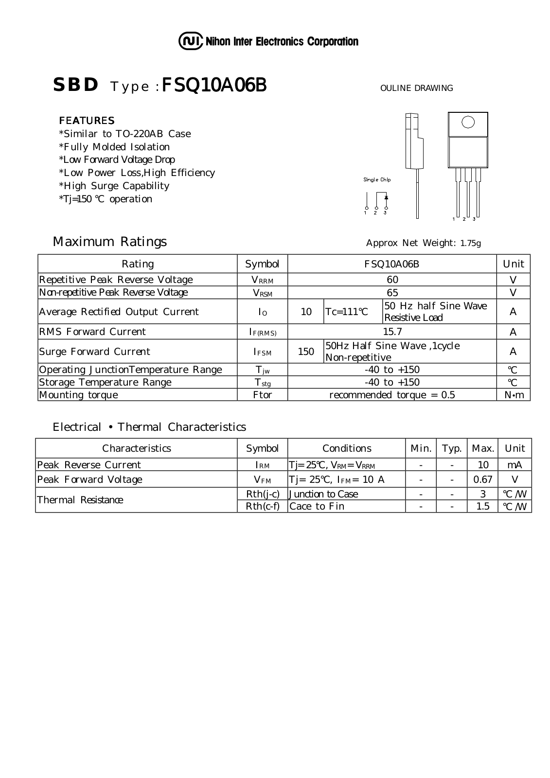 Datasheet FSQ10A06B Datasheet (NIHON) - ManualMachine.com