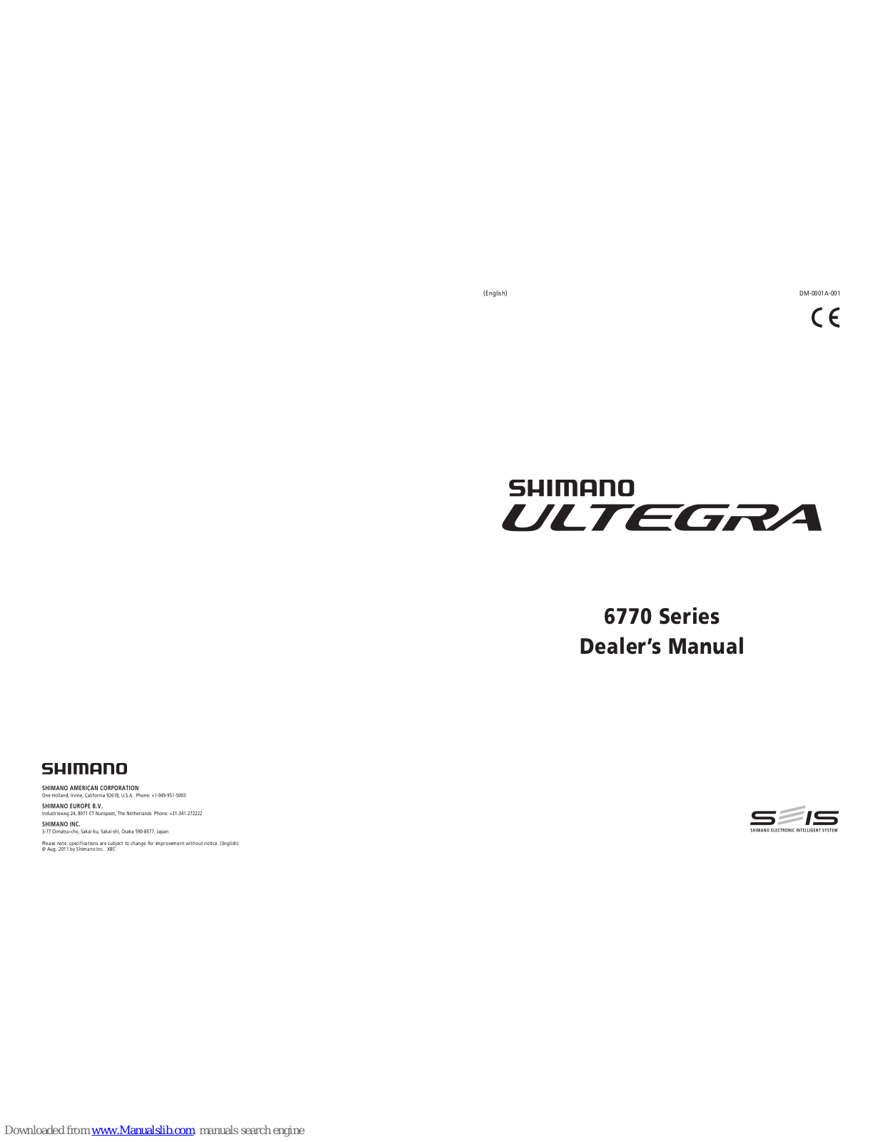 Shimano Ultegra 6770 Series Manuals