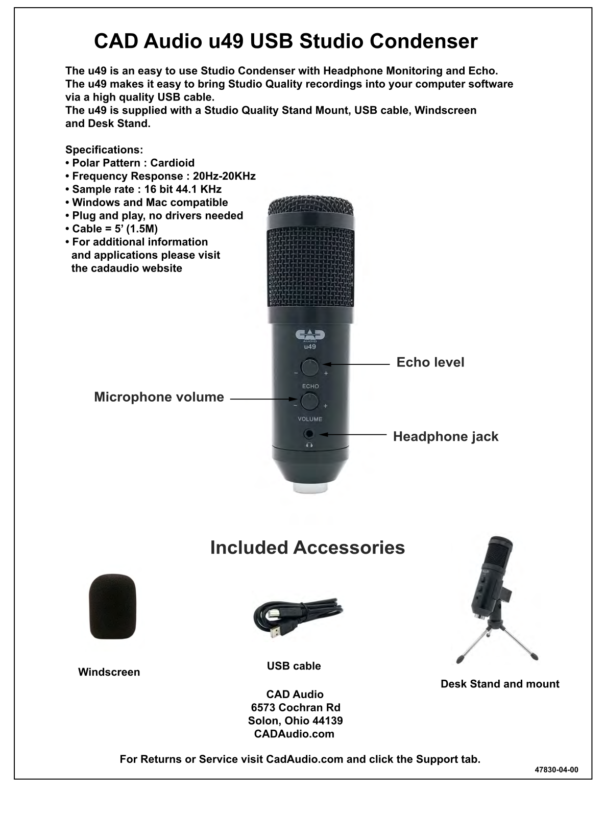 CAD Audio U49 Users Manual