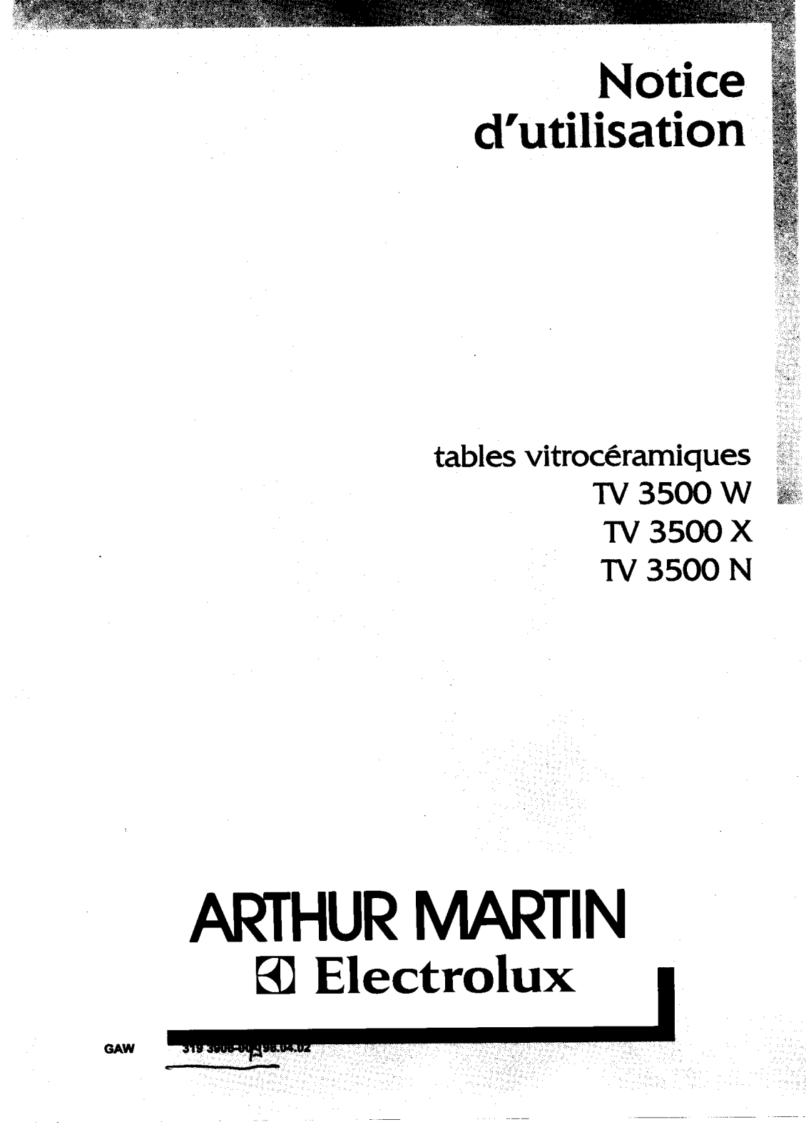 Arthur martin TV3500X, TV3500N, TV3500W User Manual