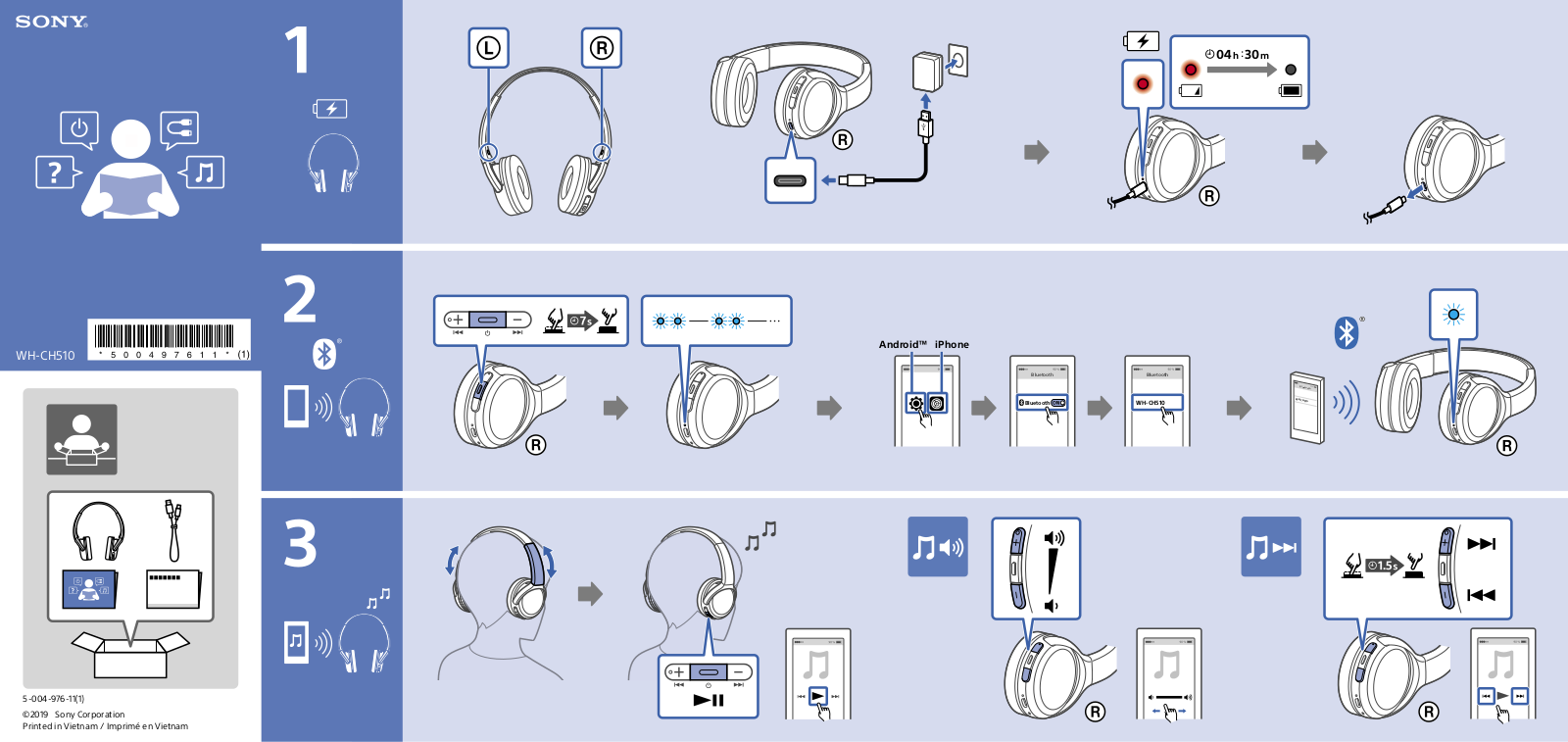 SONY WHCH510W, WHCH510L, WHCH510B User Manual