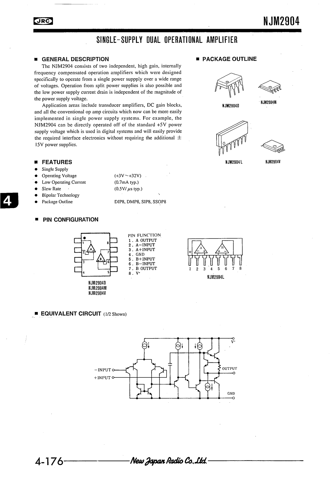 JRC NJM2904D, NJM2904V, NJM2904M, NJM2904L Datasheet