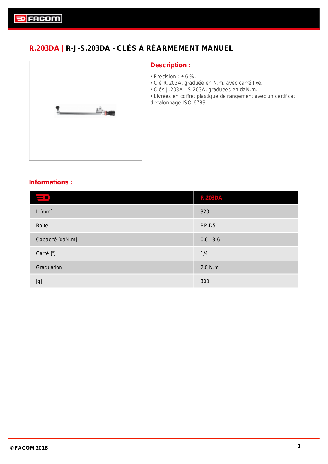 Facom R.203DA Specification - ManualMachine.com