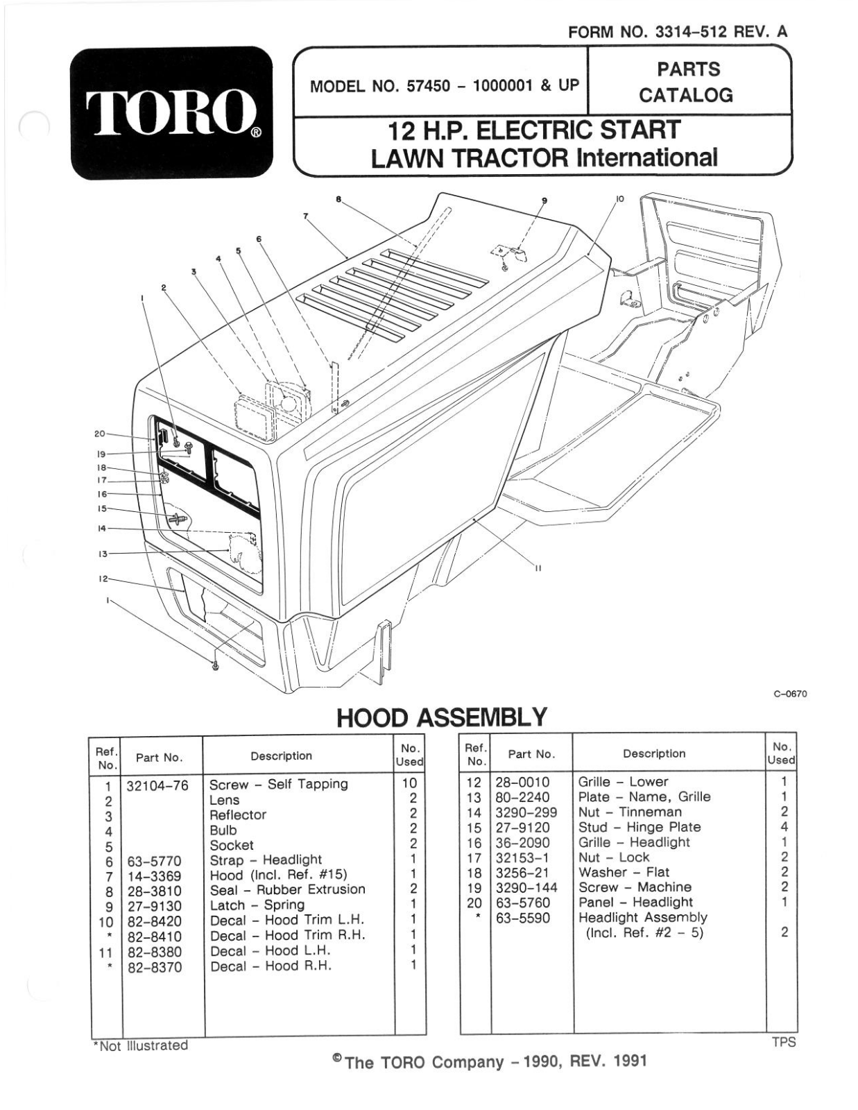 Toro 57450 Parts Catalogue