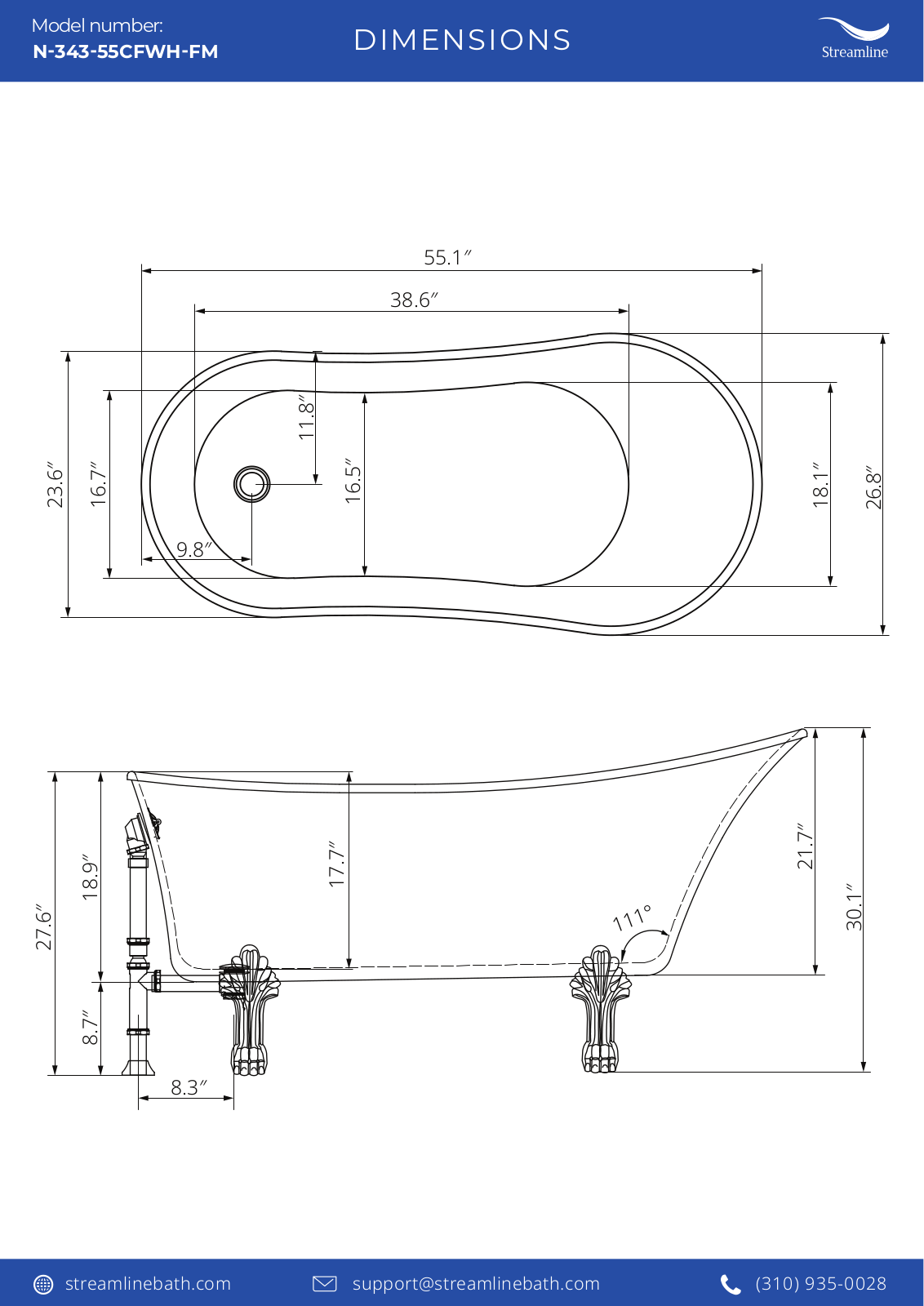 Streamline Bath SLBH5116 Dimensions - ManualMachine.com