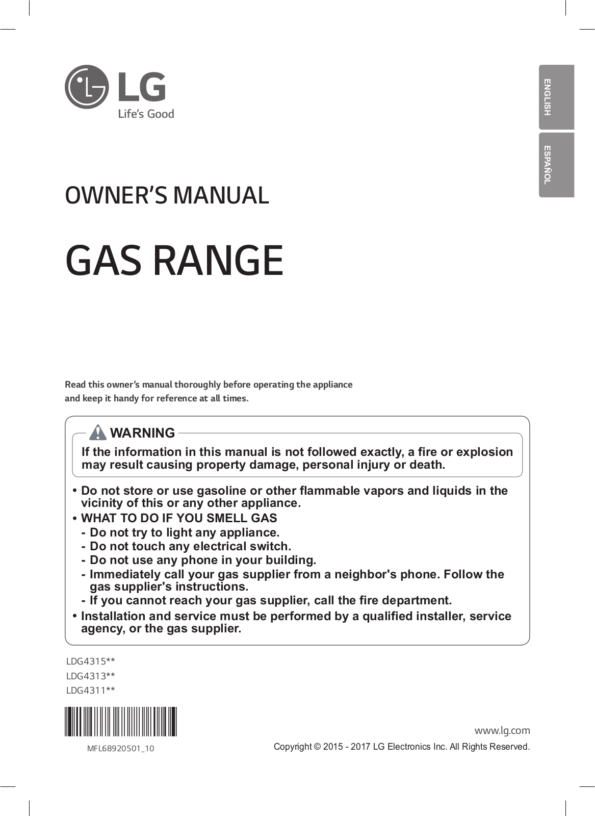 LG LDG4313BD User Manual