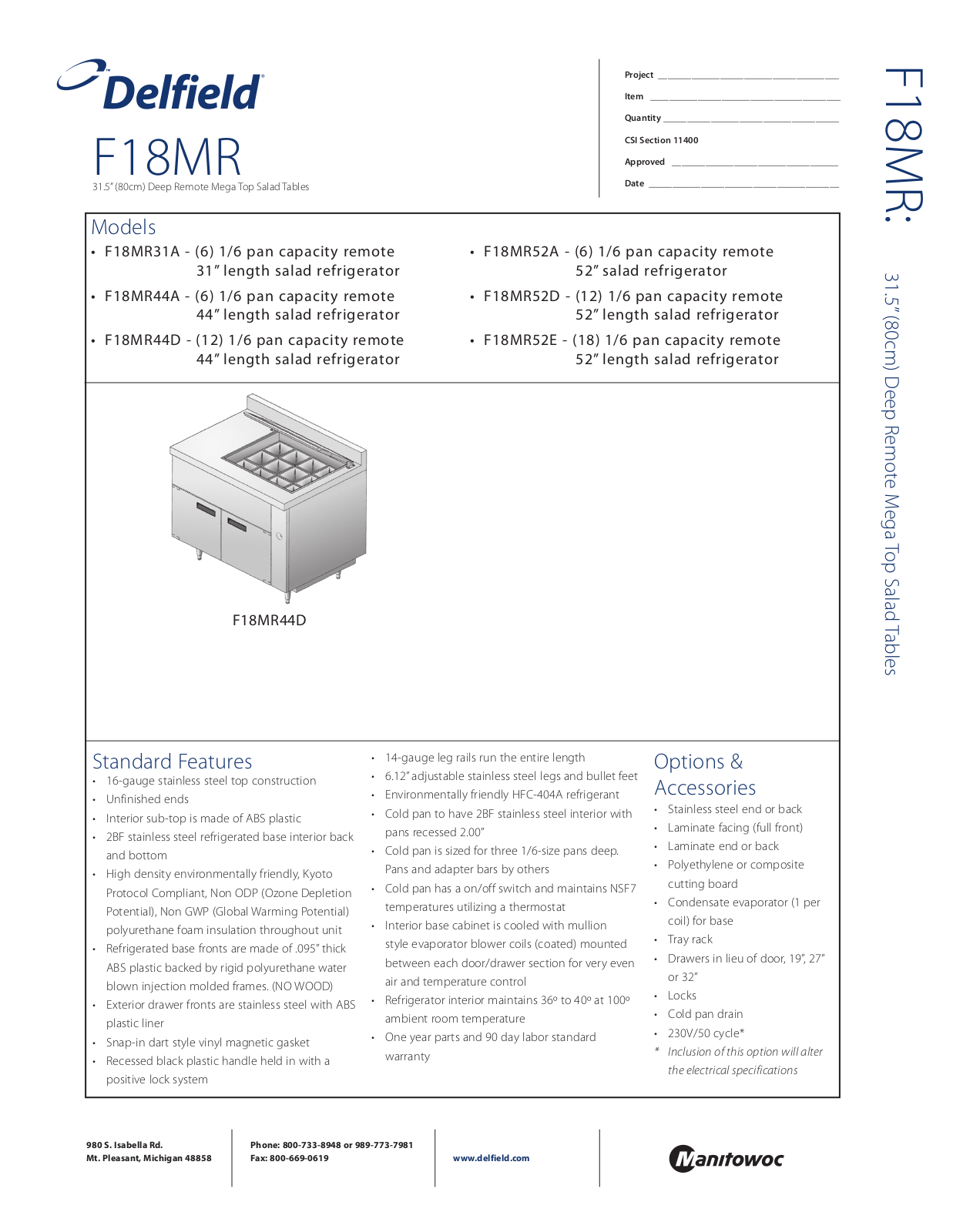 Delfield F18MR General Manual