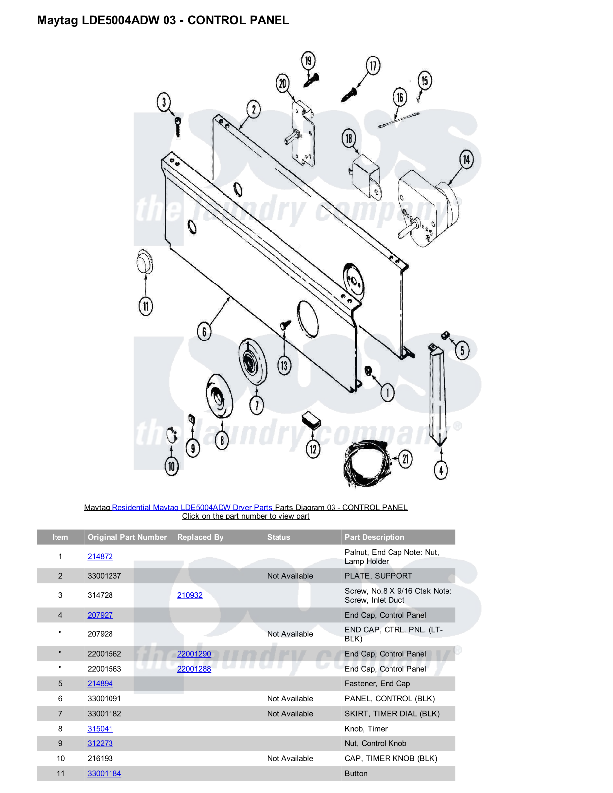 Maytag LDE5004ADW Parts Diagram