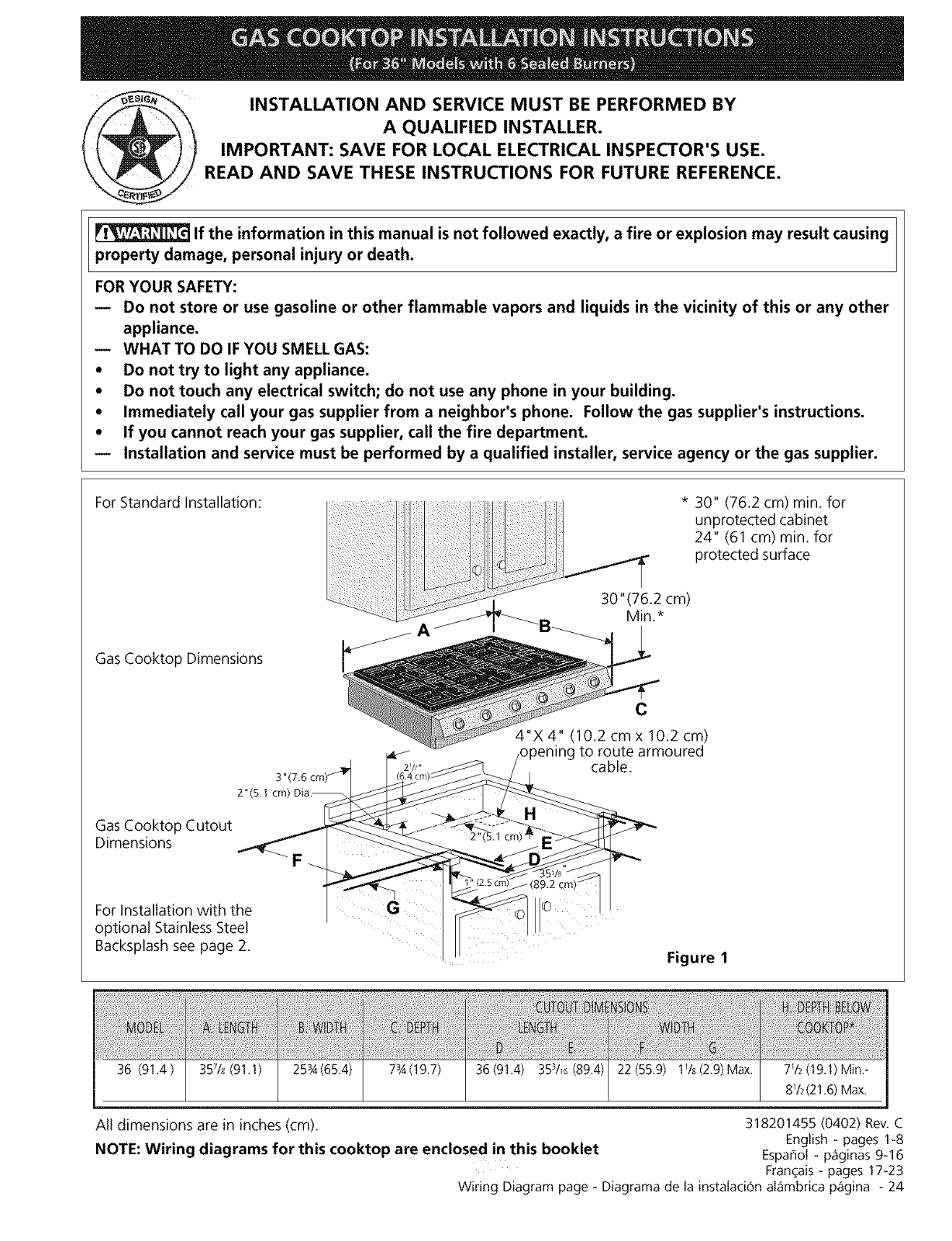 Electrolux E36GC75DSS1, E36GC75ESS1 Installation Guide