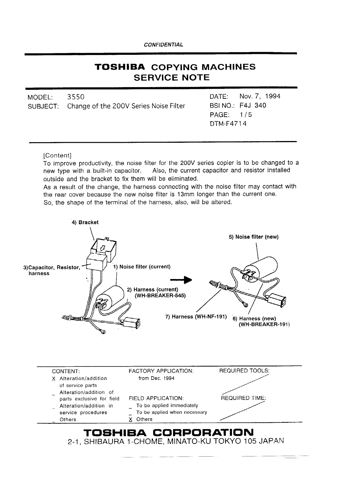 Toshiba f4j340 Service Note