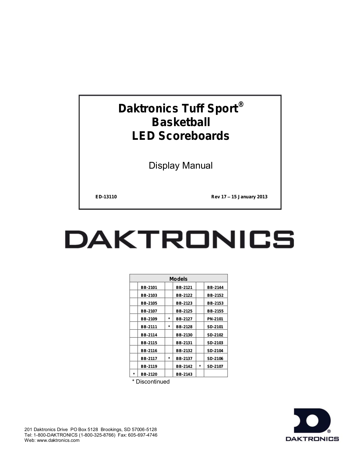 Daktronics BB-2101 User Manual