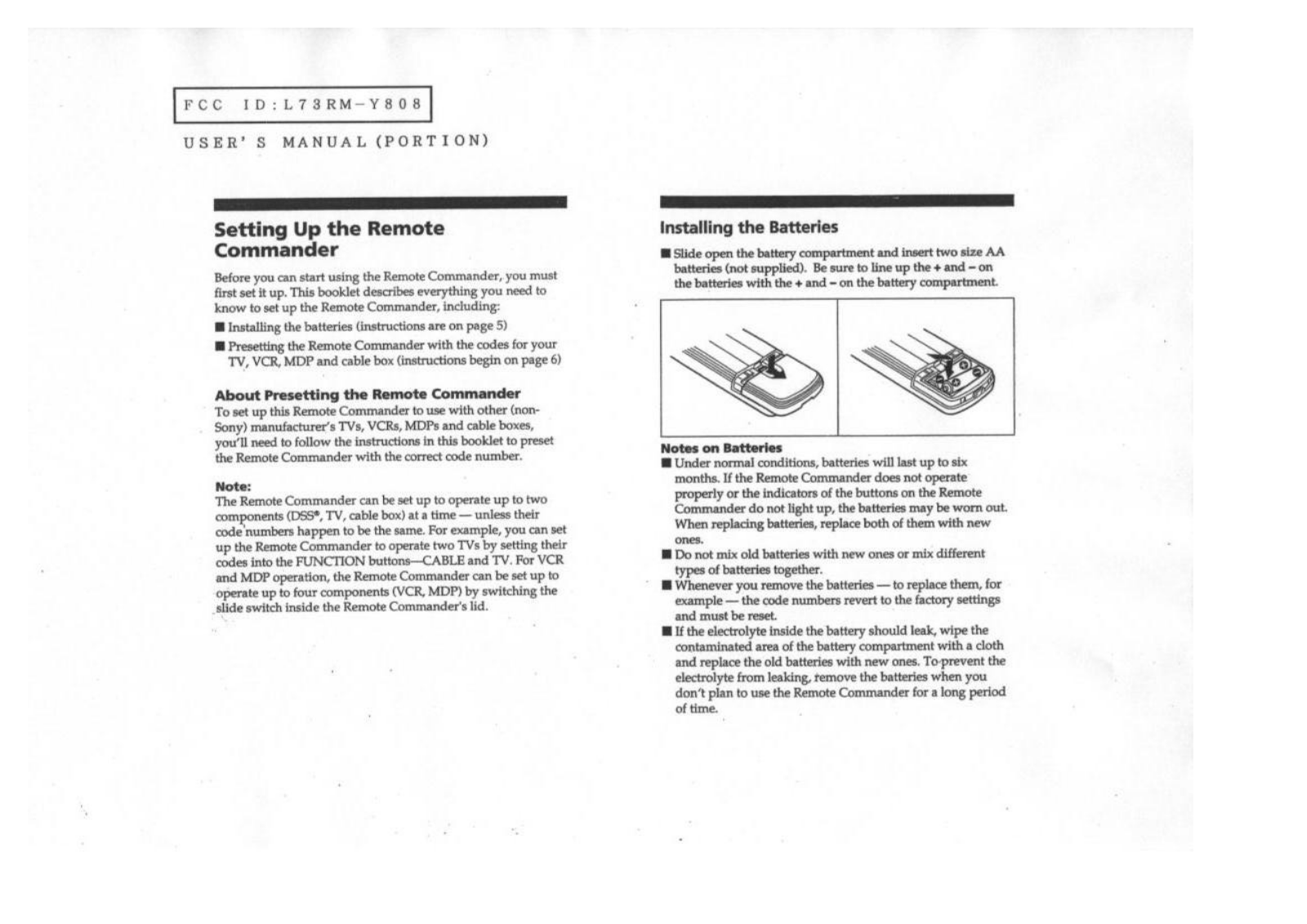 Sanwa Electronic Instrument Co RM Y808 Users manual