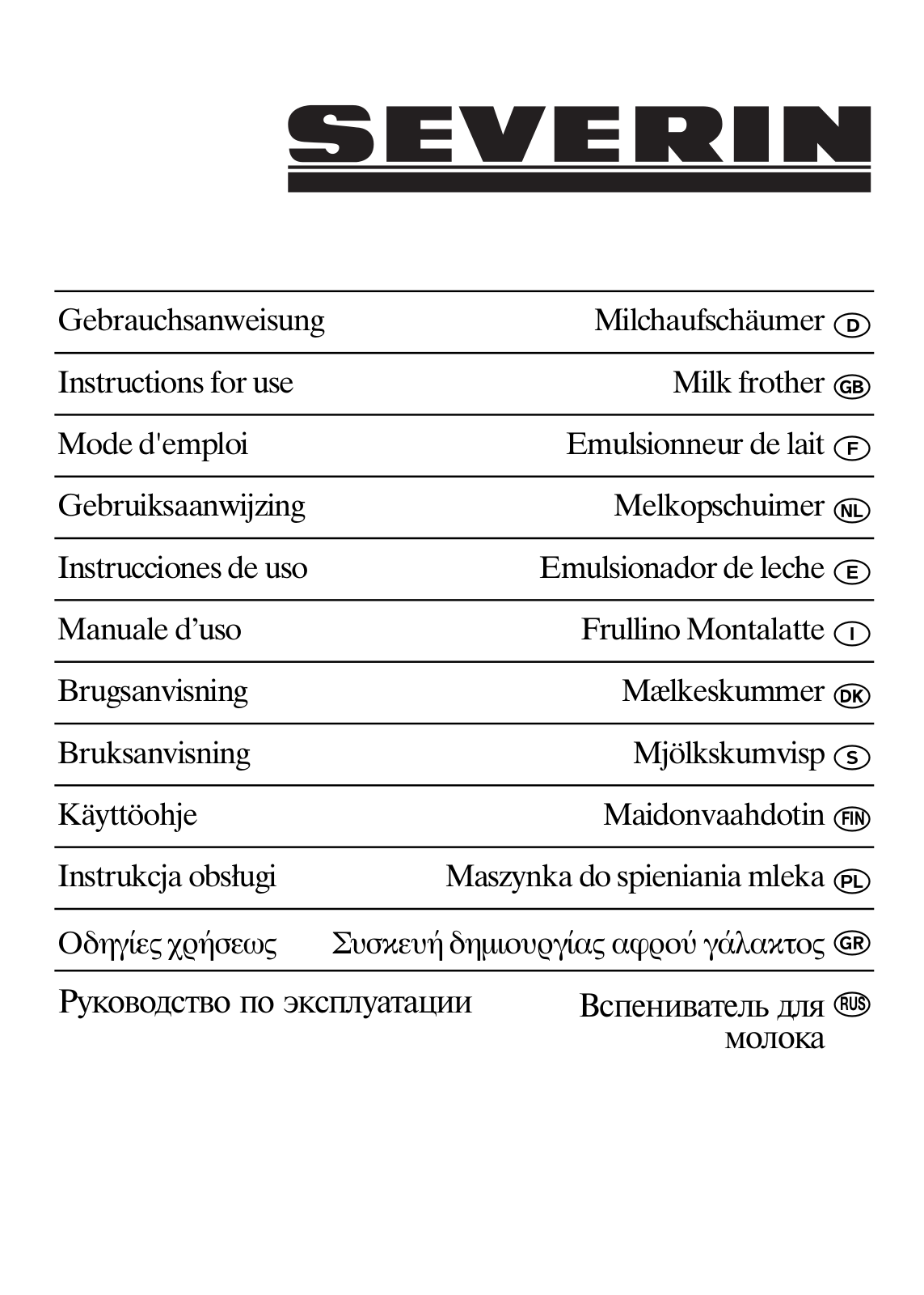 Severin SM 3594, SM 3593, SM 3592, SM 3591 User Manual